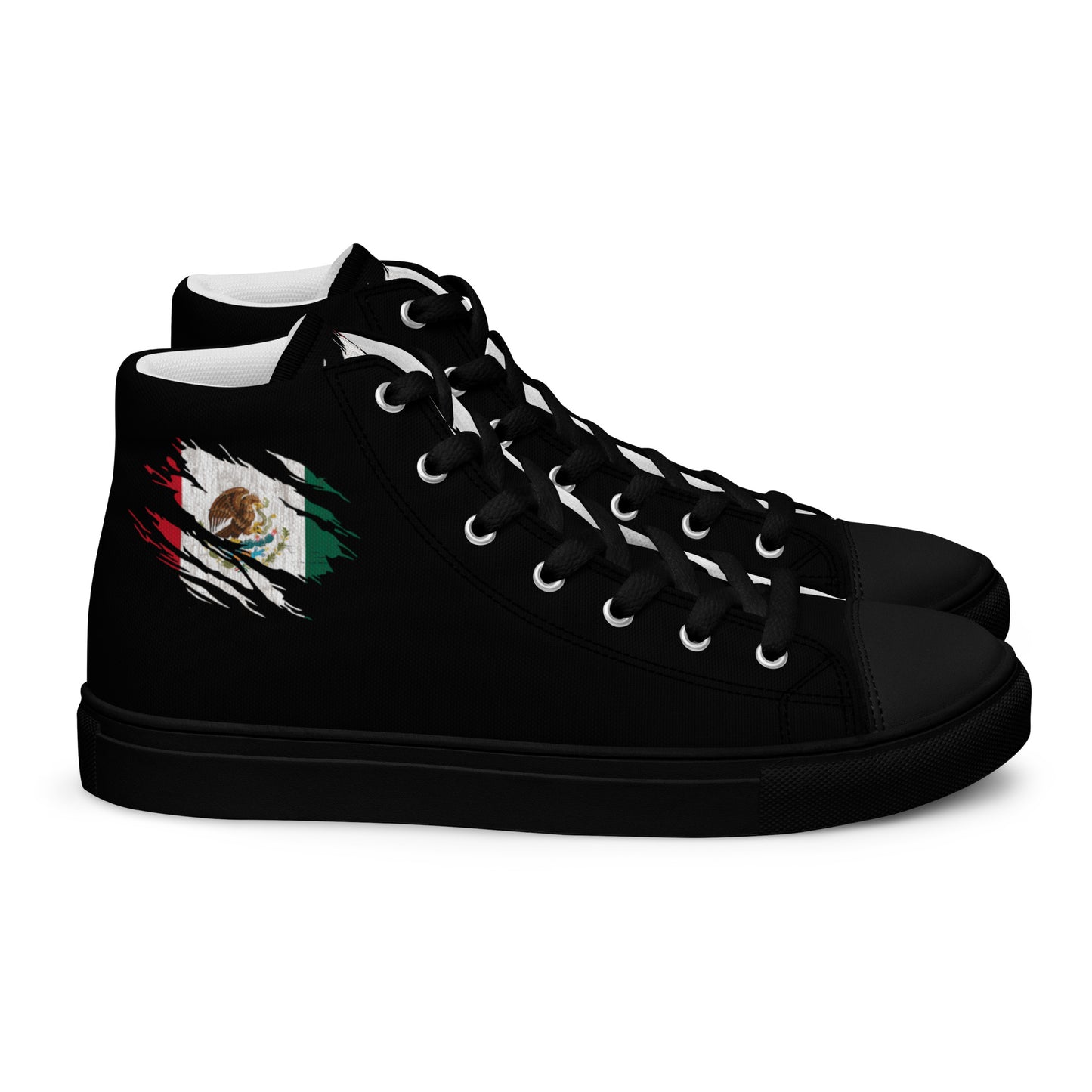 Mexican Flag Claw Mark Men’s high top canvas shoes