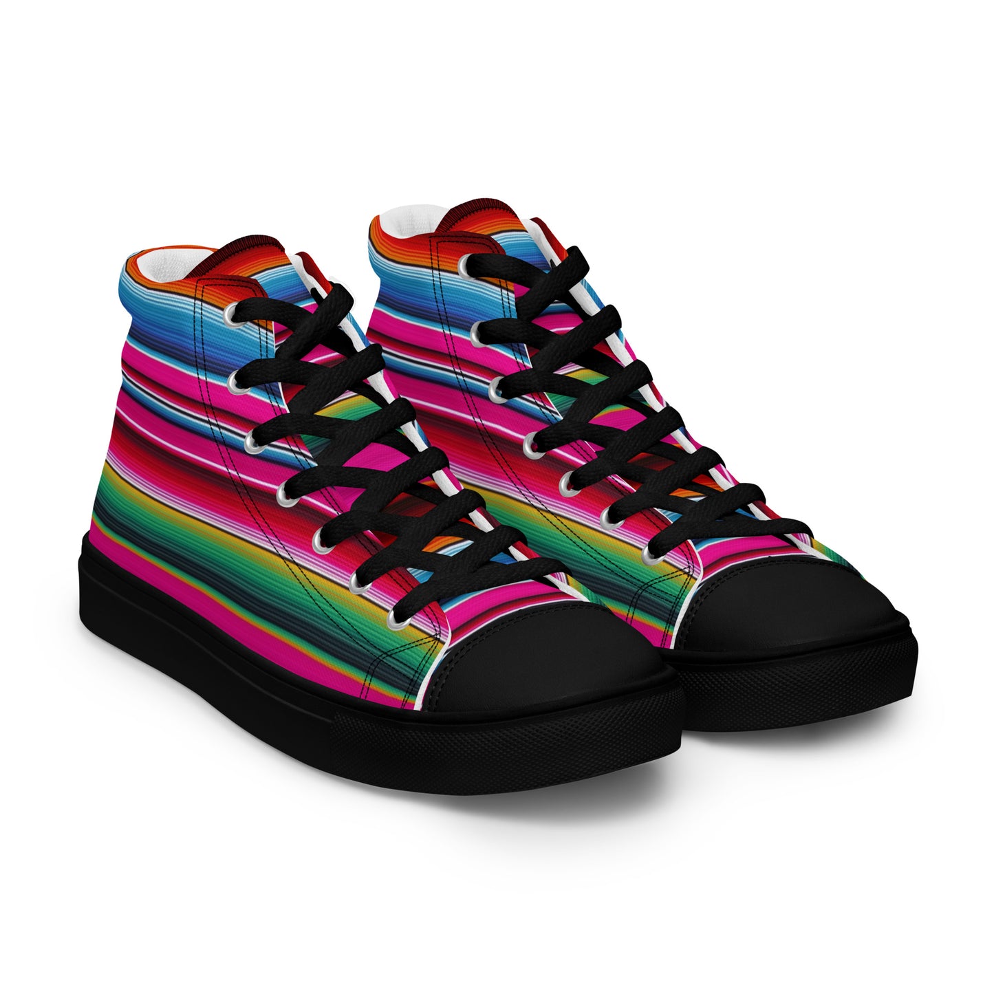 Shades of Pink Y Azul Serape Men’s high top canvas shoes