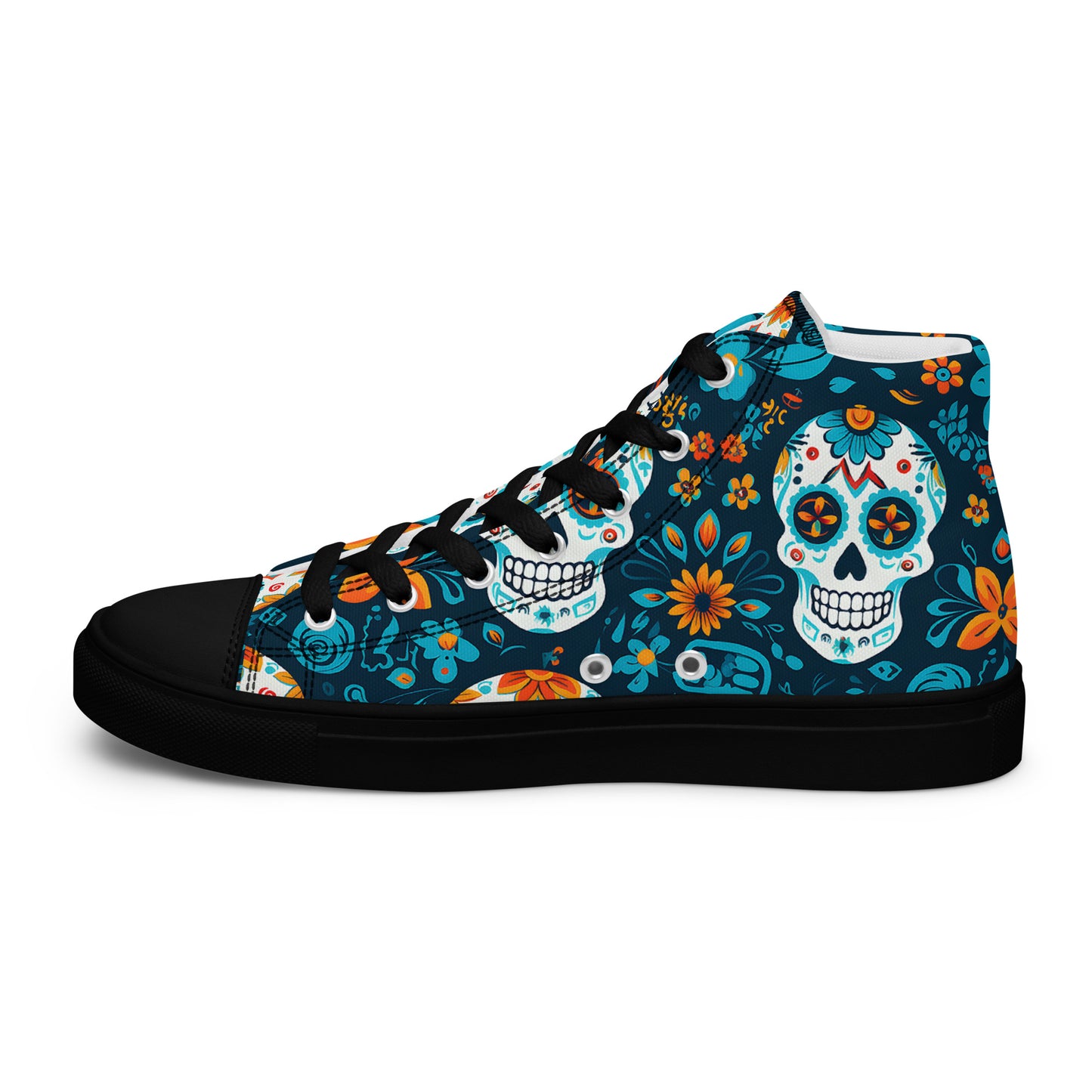 Sugar Skull Azul Men’s high top canvas shoes