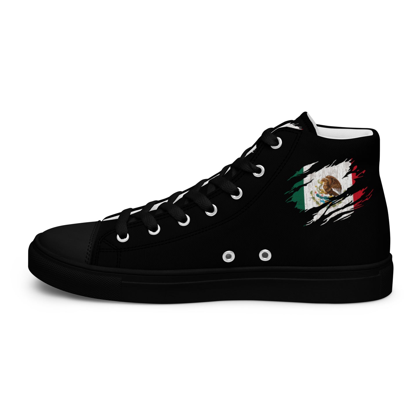 Mexican Flag Claw Mark Men’s high top canvas shoes