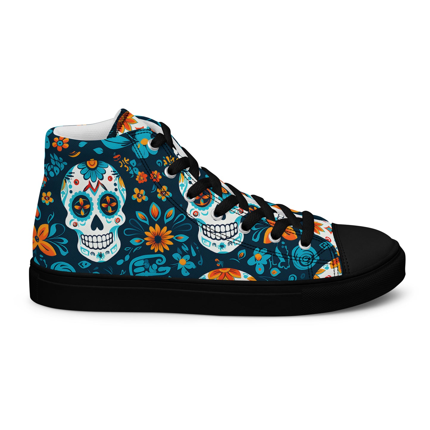 Sugar Skull Azul Men’s high top canvas shoes