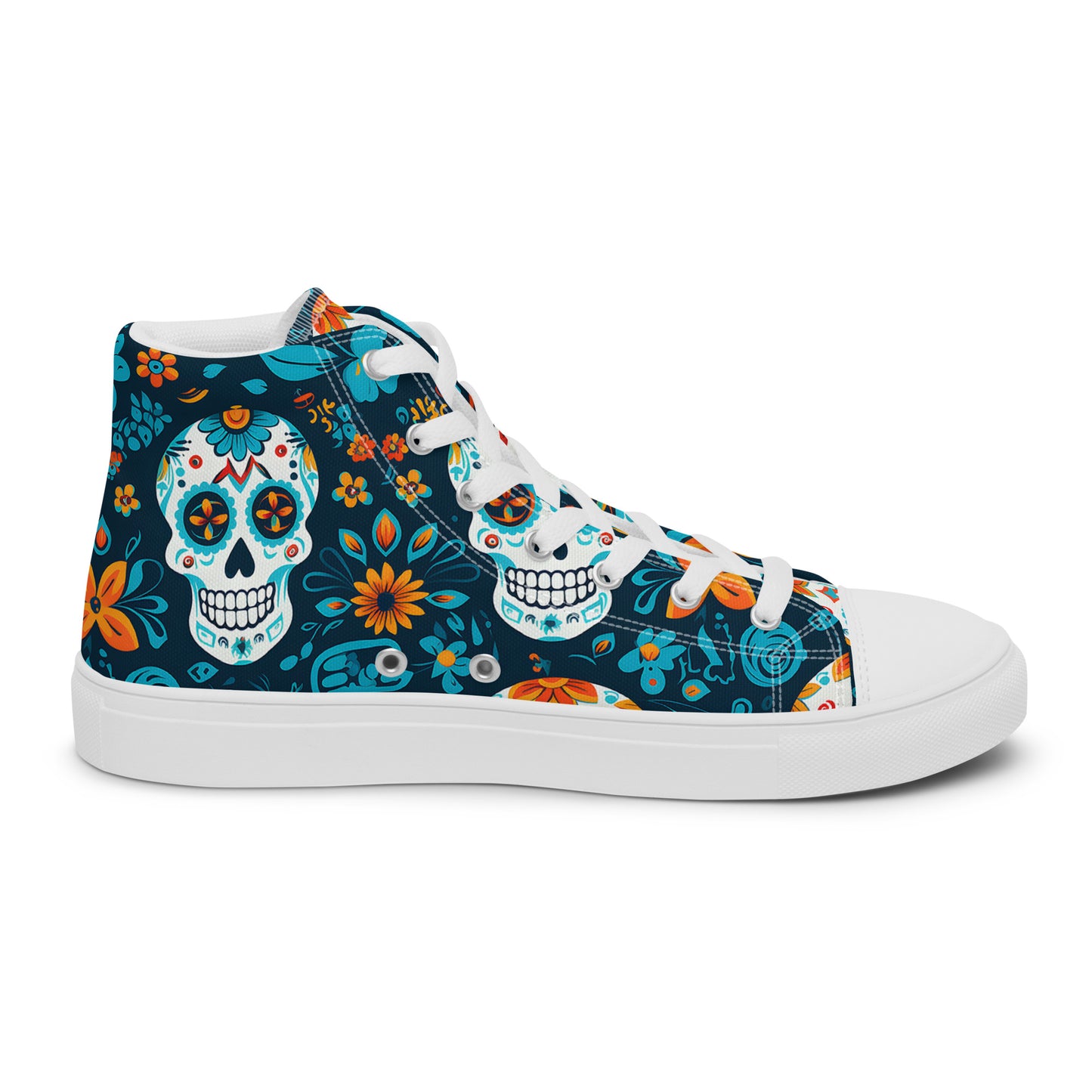 Sugar Skull Azul Men’s high top canvas shoes