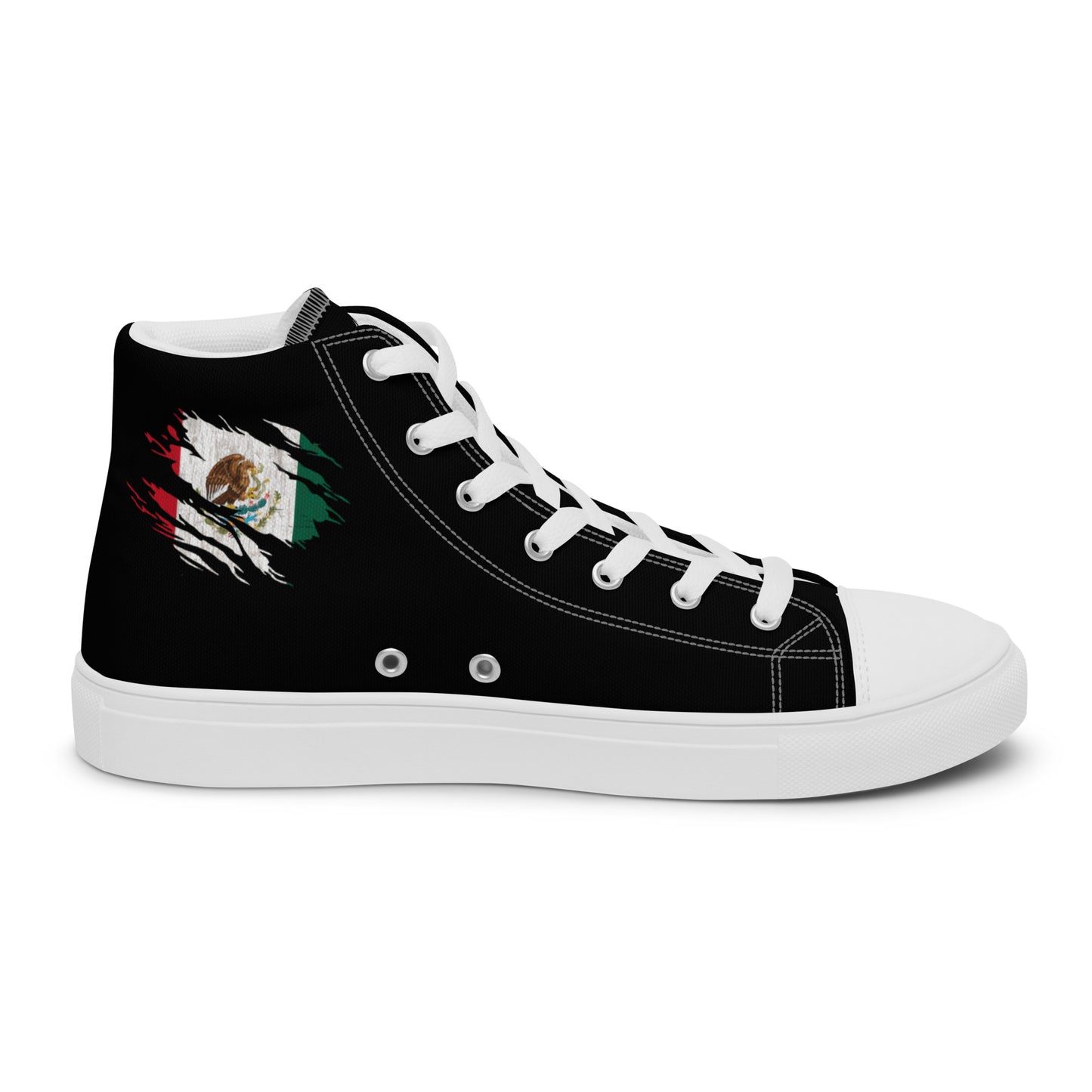 Mexican Flag Claw Mark Men’s high top canvas shoes