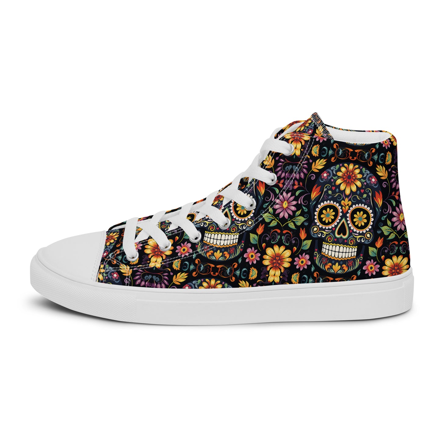 Sugar Skull Men’s high top canvas shoes