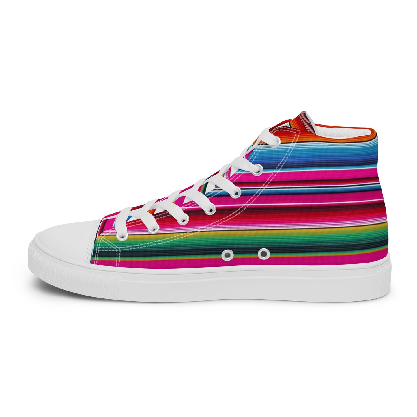 Shades of Pink Y Azul Serape Men’s high top canvas shoes