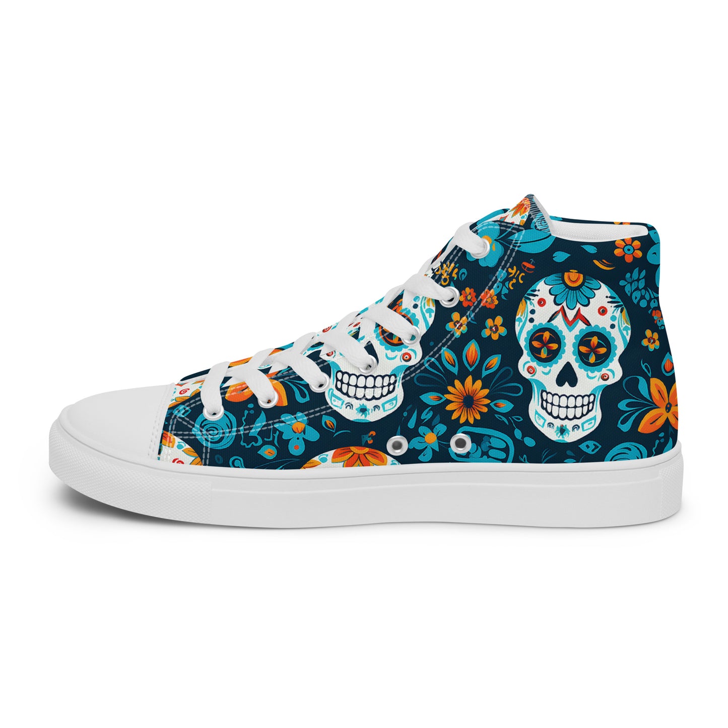 Sugar Skull Azul Men’s high top canvas shoes