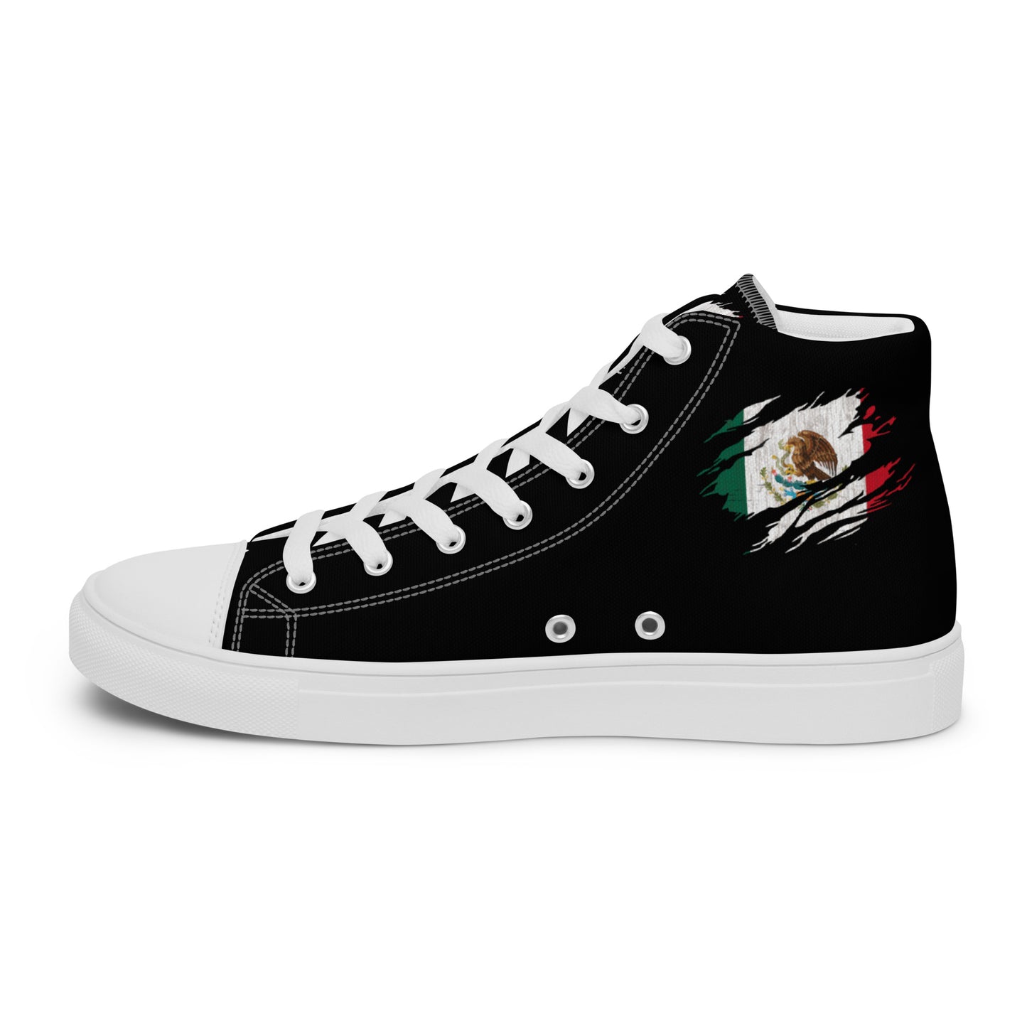 Mexican Flag Claw Mark Men’s high top canvas shoes