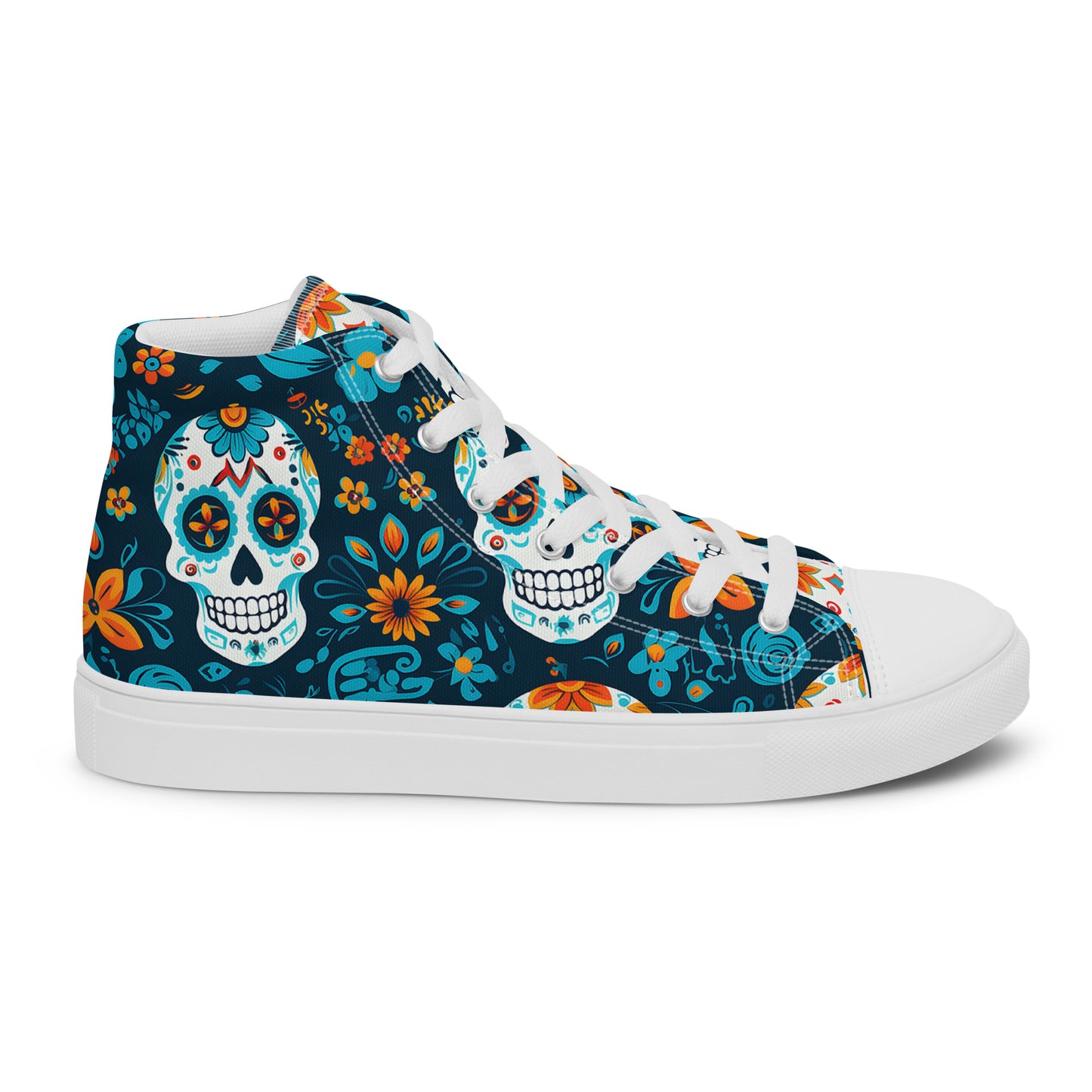 Sugar Skull Azul Men’s high top canvas shoes