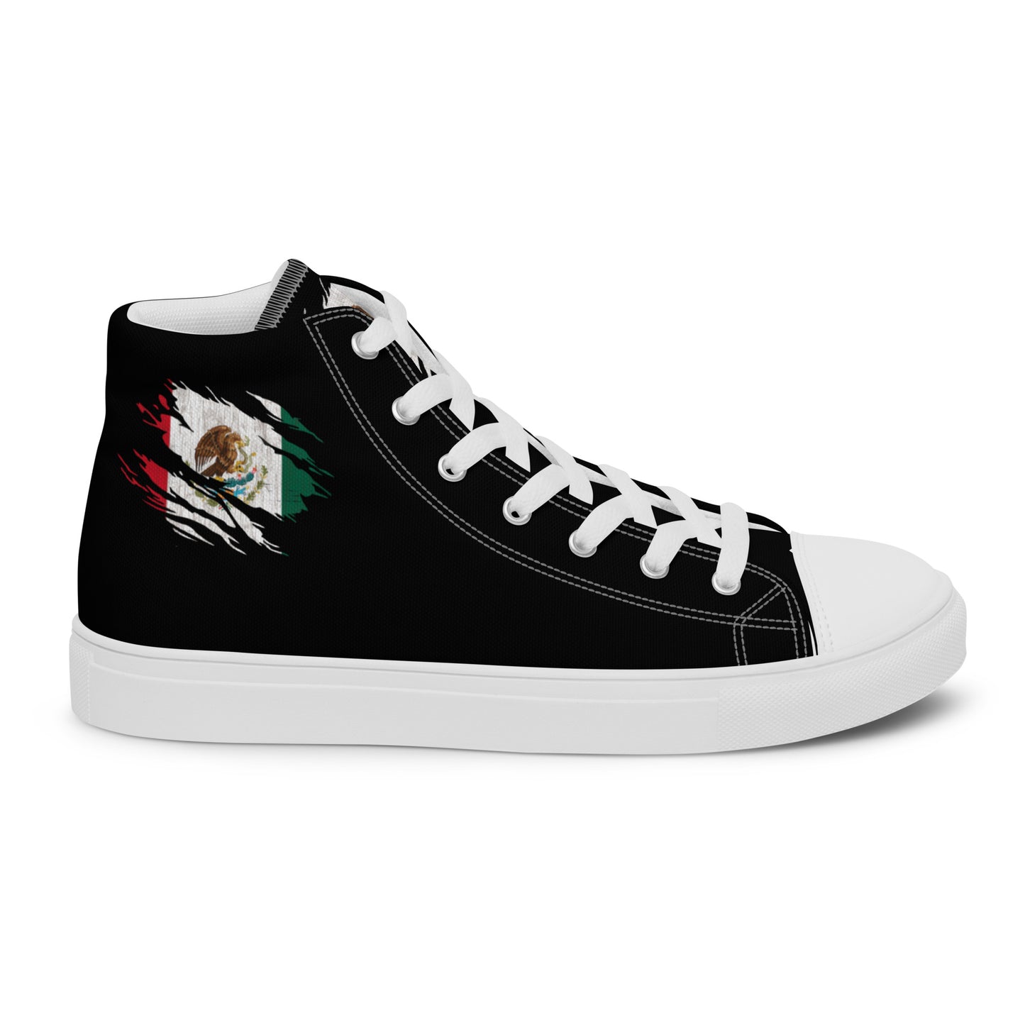 Mexican Flag Claw Mark Men’s high top canvas shoes