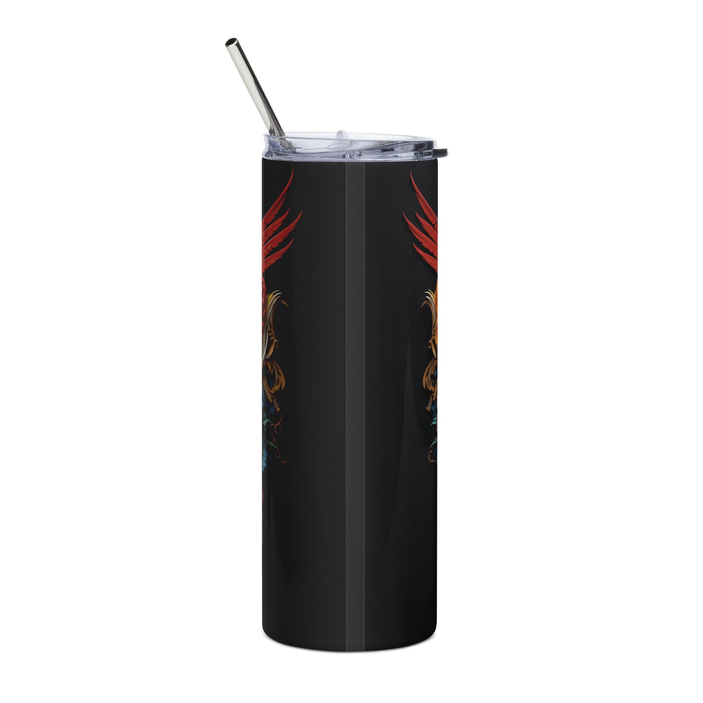 Bird Feather Mexican Sugar Skull Stainless steel tumbler