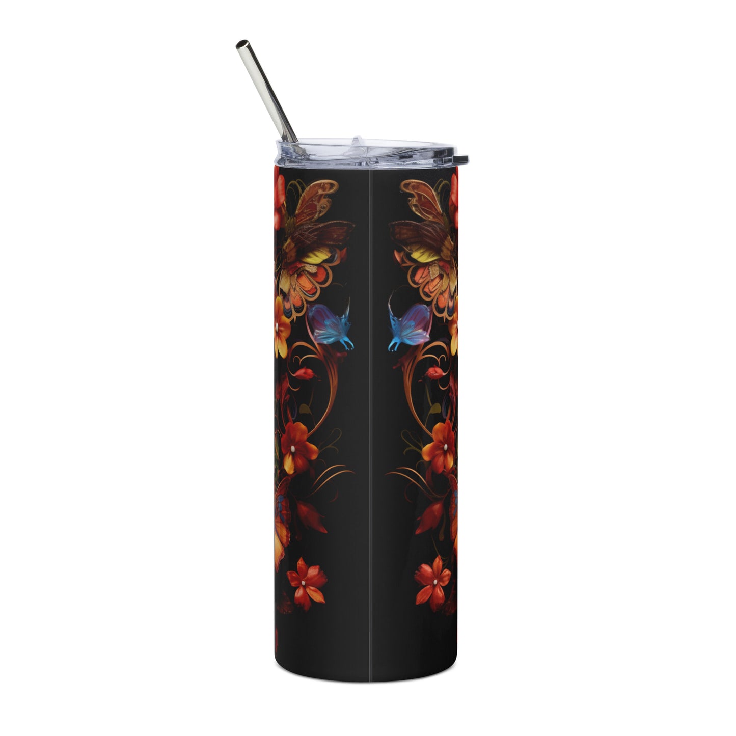 Butterfly Mexican Sugar Skull Stainless steel tumbler