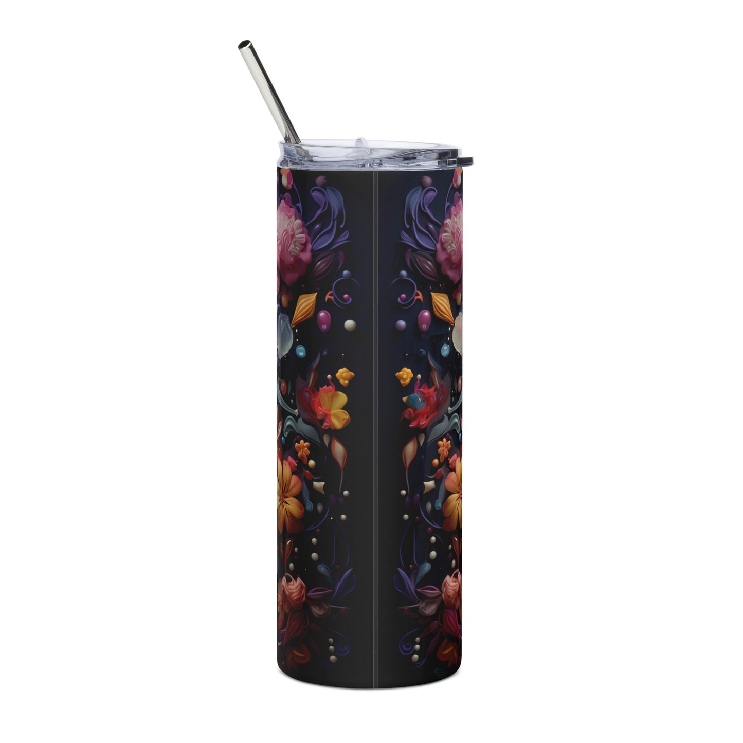 Floral Balloon Mexican Sugar Skull Stainless steel tumbler