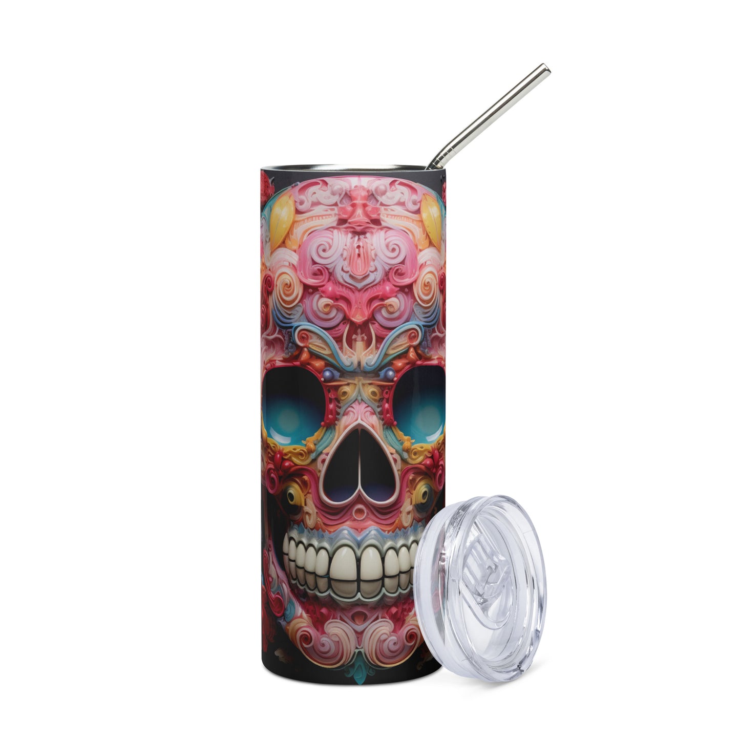 Cotton Candy Mexican Sugar Skull Stainless Steel Tumbler