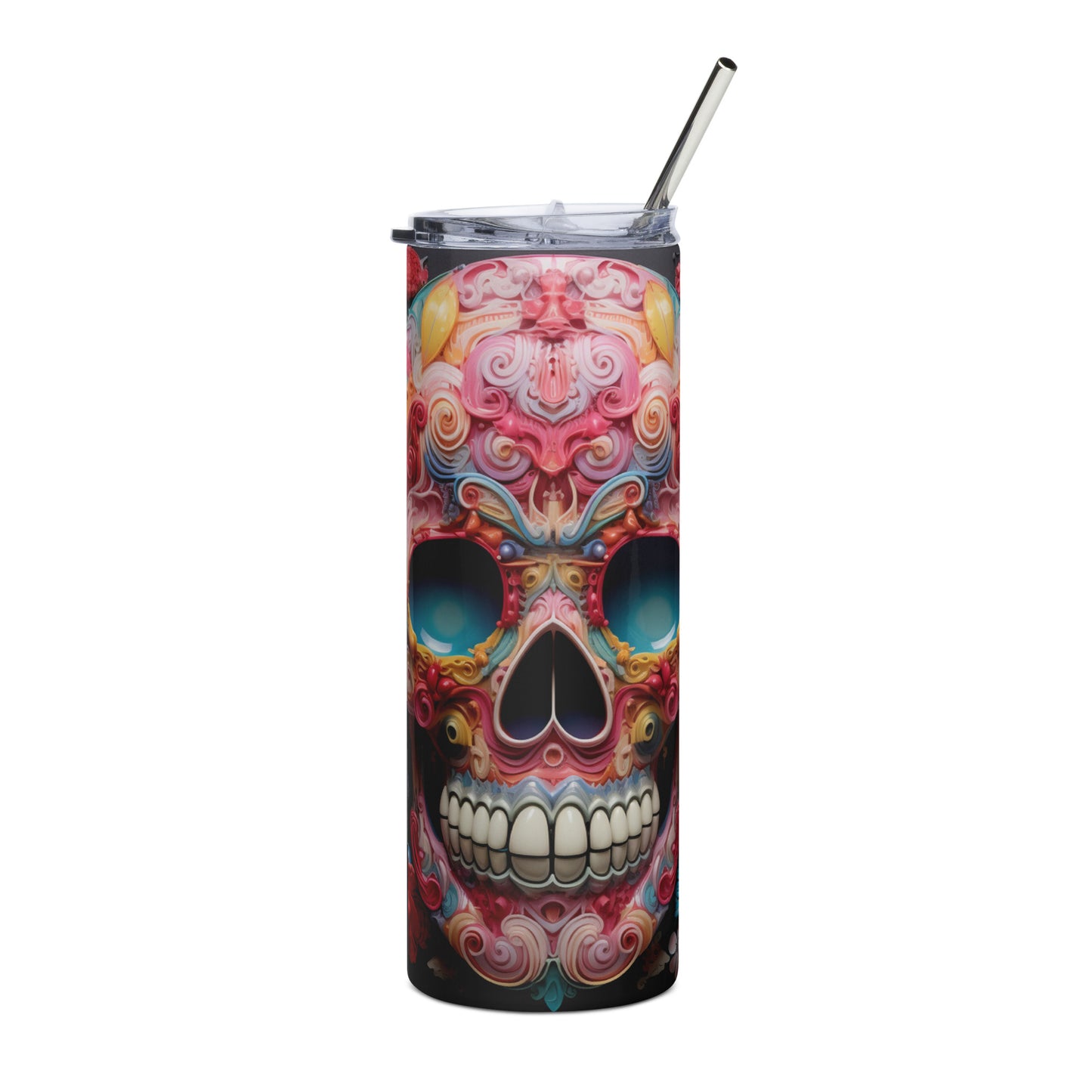 Cotton Candy Mexican Sugar Skull Stainless Steel Tumbler