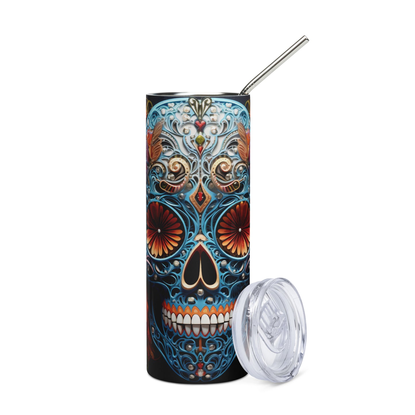 Butterfly Mexican Sugar Skull Stainless steel tumbler