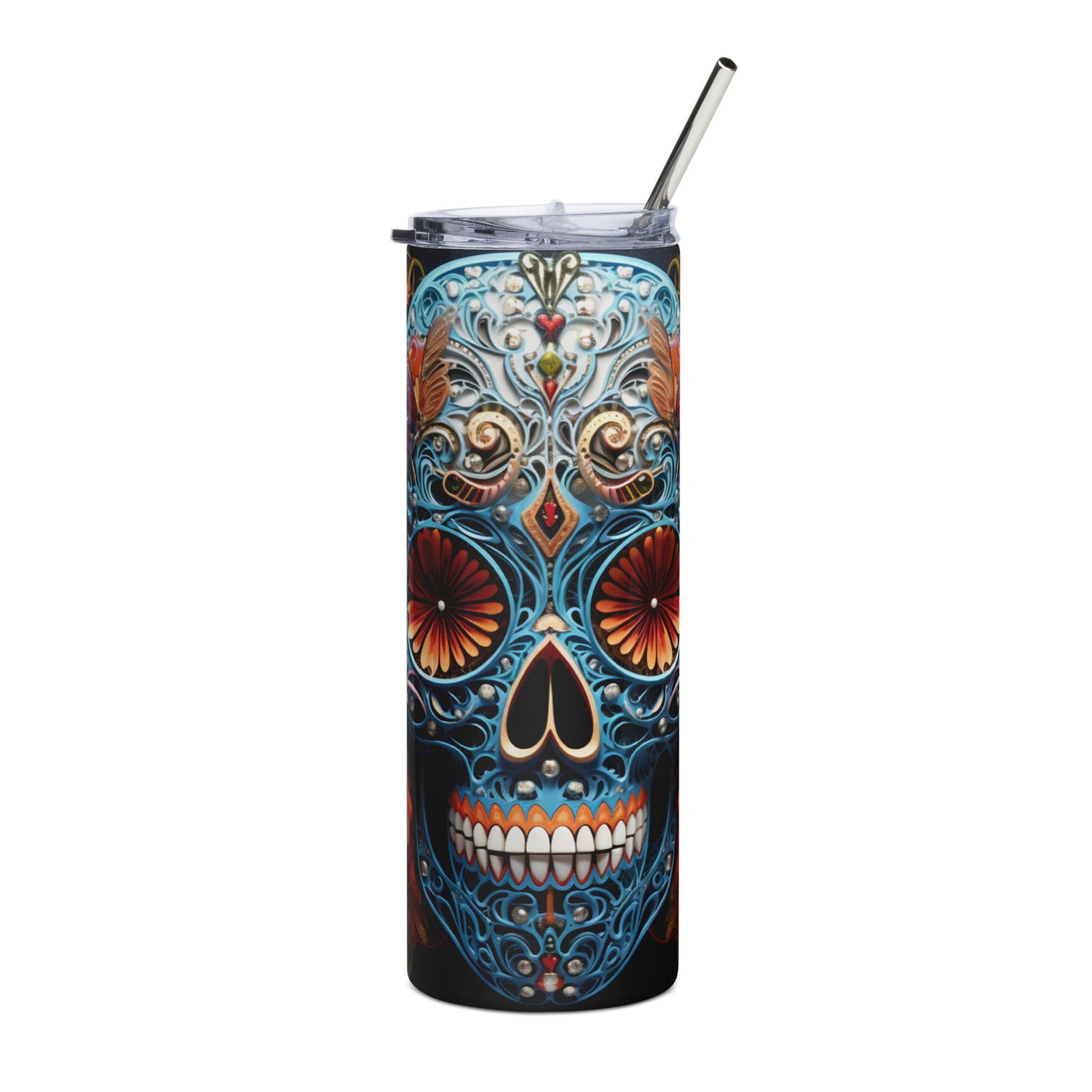 Butterfly Mexican Sugar Skull Stainless steel tumbler