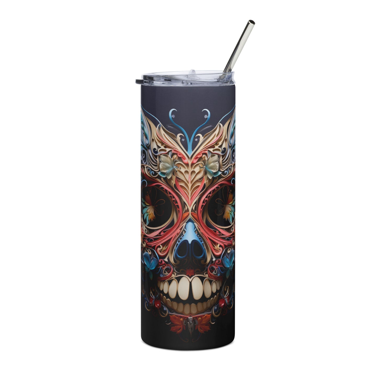 Butterfly Mexican Sugar Skull Stainless steel tumbler