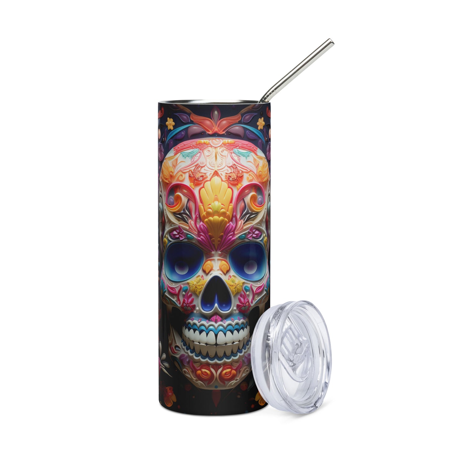 Floral Balloon Mexican Sugar Skull Stainless steel tumbler