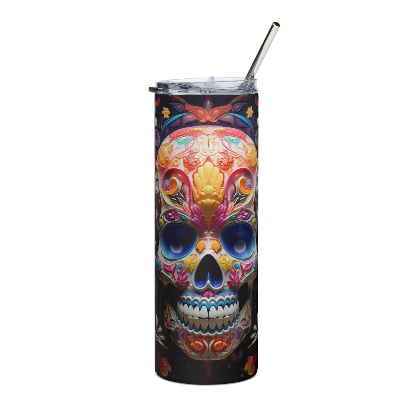 Floral Balloon Mexican Sugar Skull Stainless steel tumbler