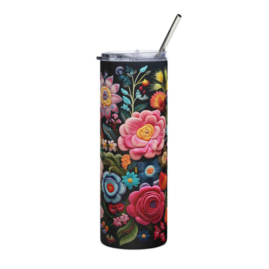 Mexican Floral Pattern Stainless steel tumbler for Latinos