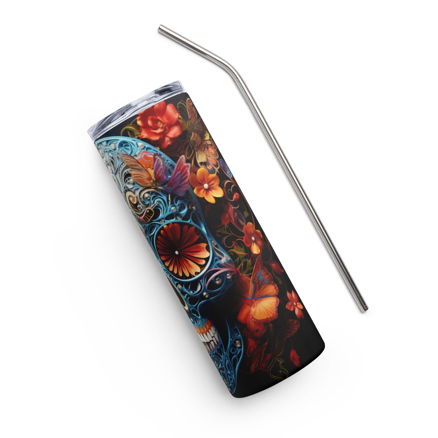 Butterfly Mexican Sugar Skull Stainless steel tumbler