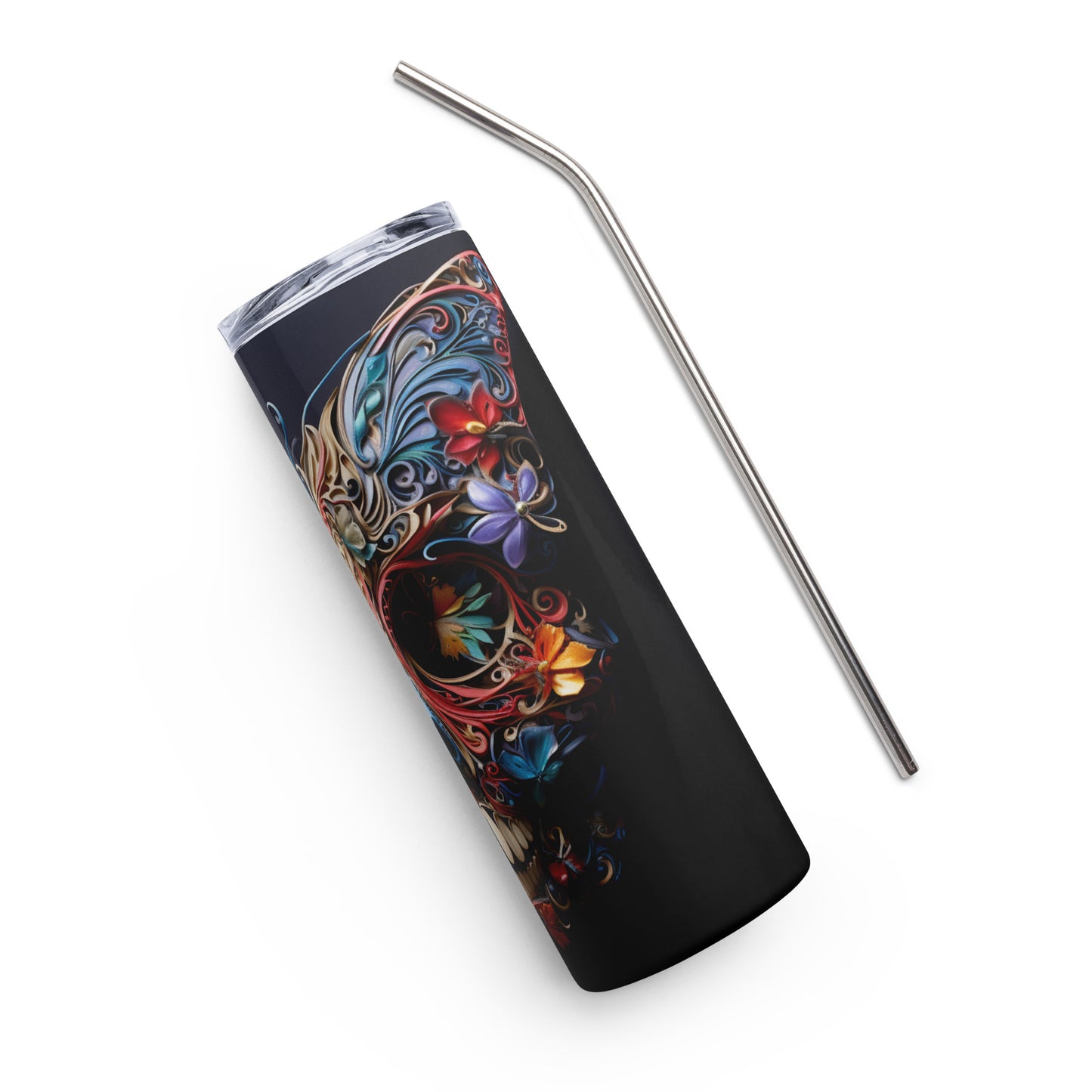 Butterfly Mexican Sugar Skull Stainless steel tumbler