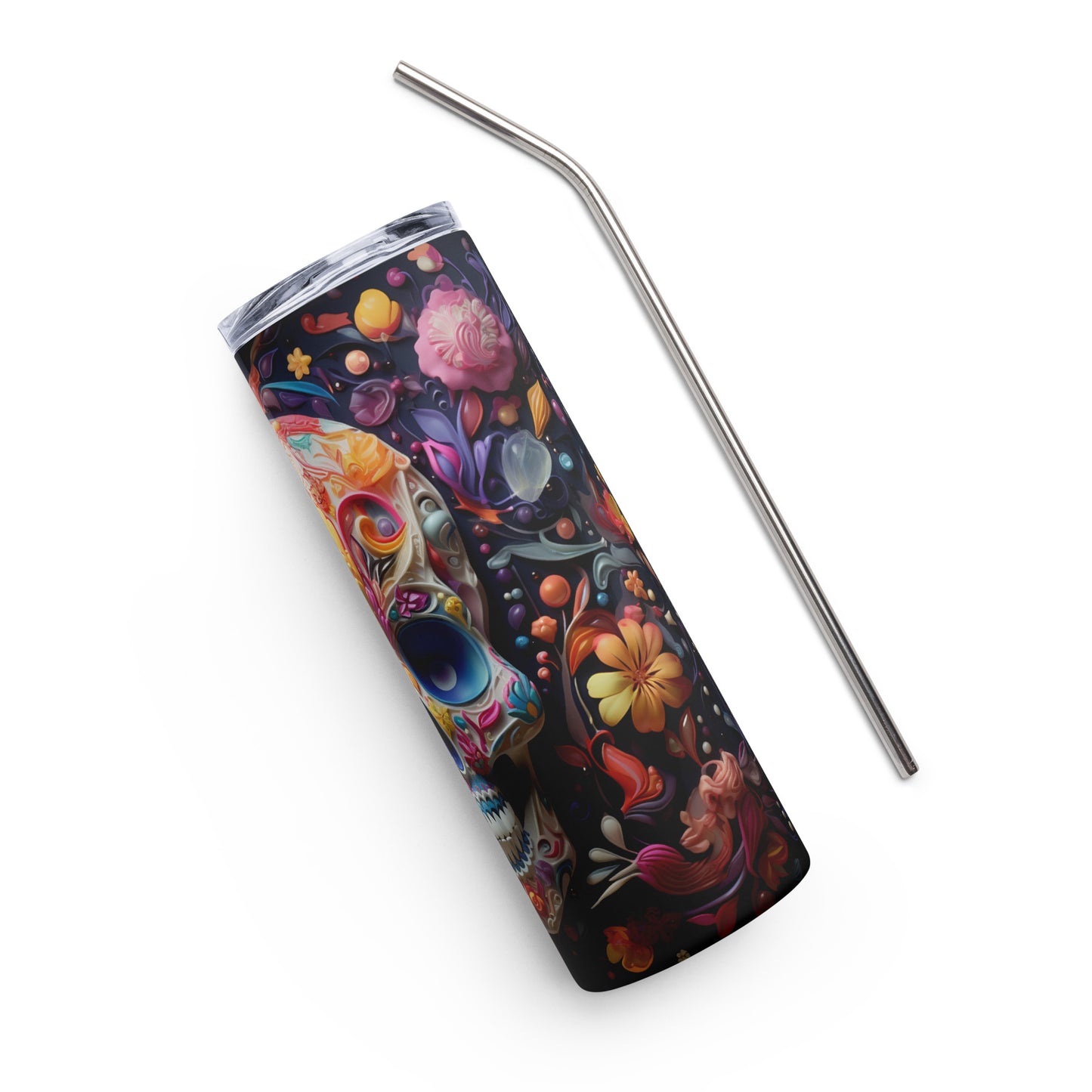 Floral Balloon Mexican Sugar Skull Stainless steel tumbler