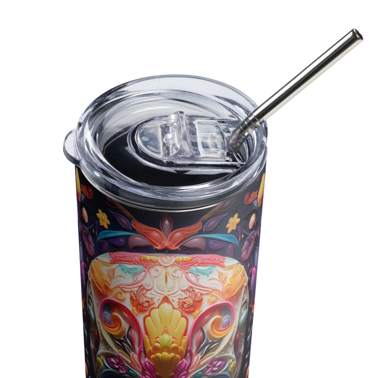 Floral Balloon Mexican Sugar Skull Stainless steel tumbler