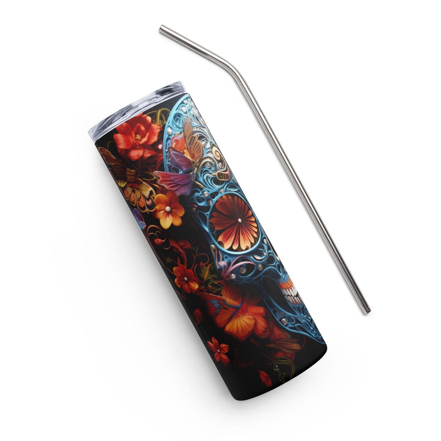 Butterfly Mexican Sugar Skull Stainless steel tumbler