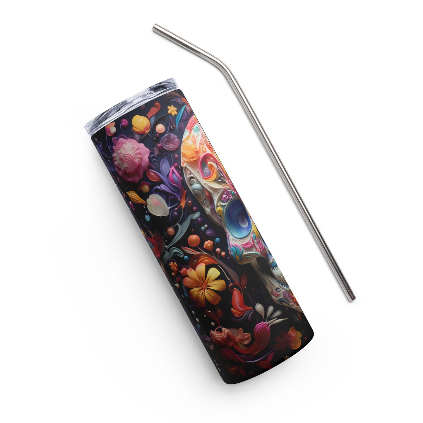 Floral Balloon Mexican Sugar Skull Stainless steel tumbler