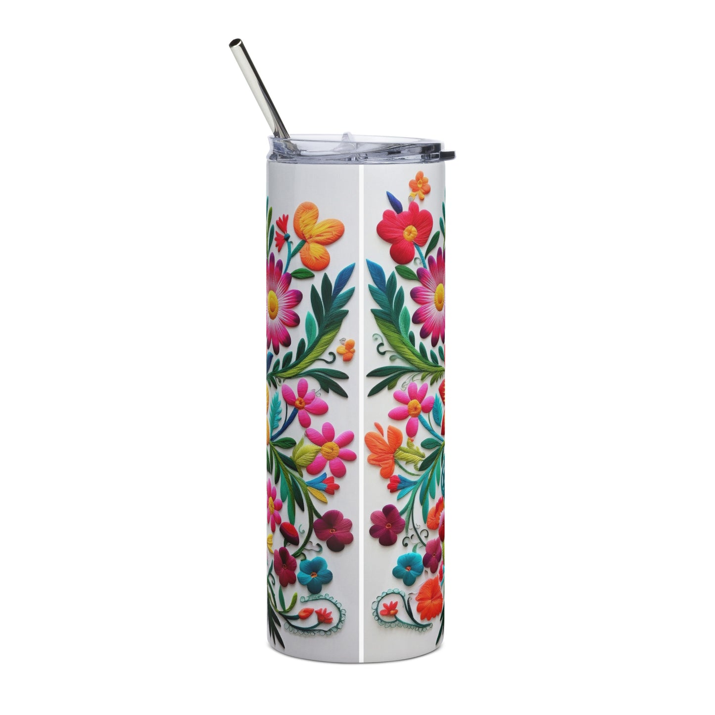 Mexican Floral Art Stainless steel tumbler for Latinos