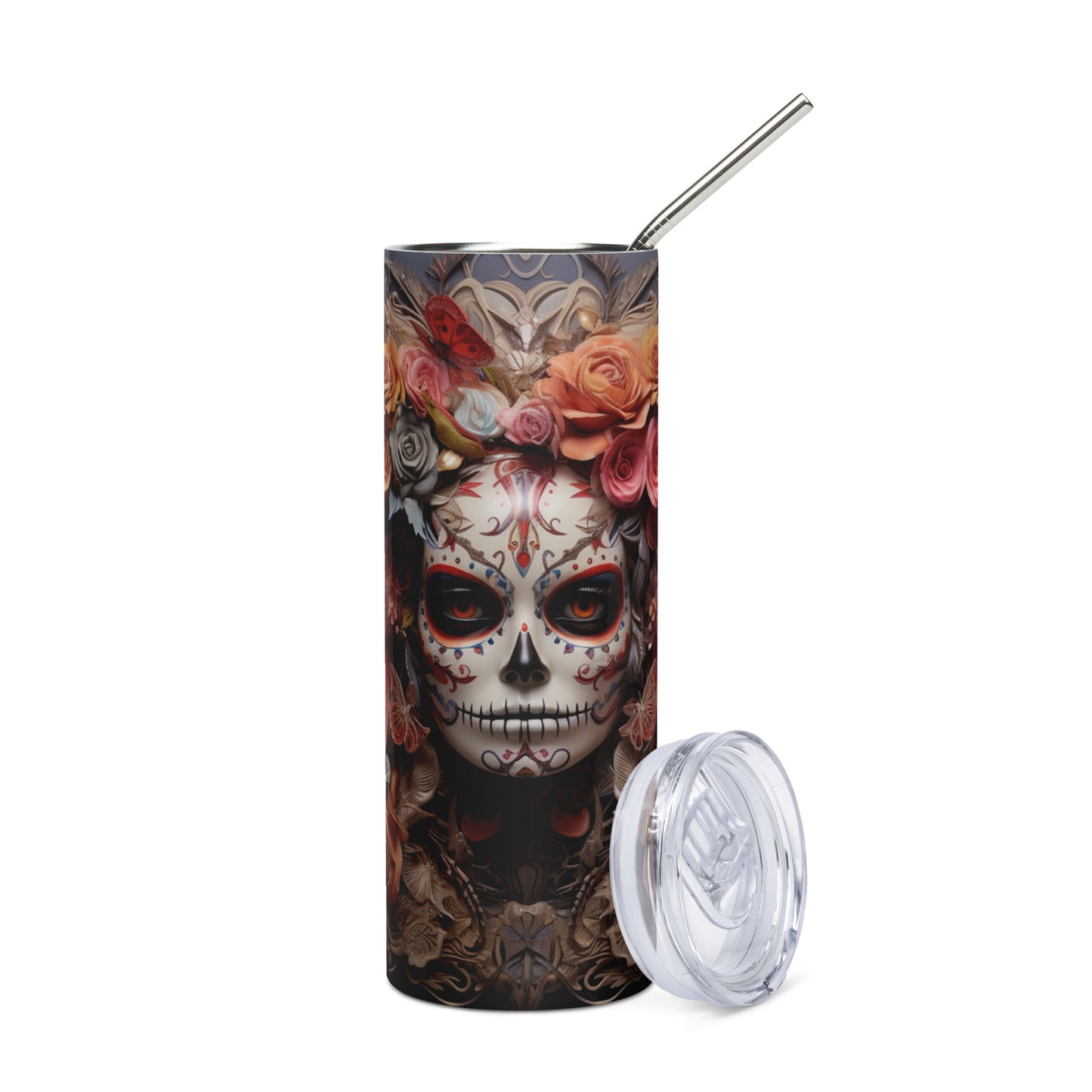 Angel Mexican Sugar Skull Stainless Steel Tumbler