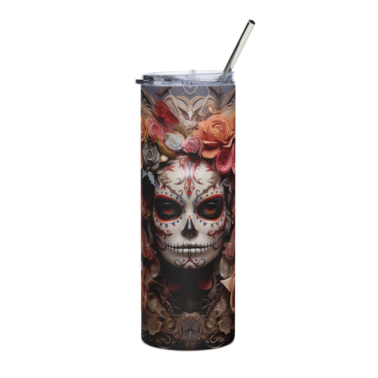 Angel Mexican Sugar Skull Stainless Steel Tumbler