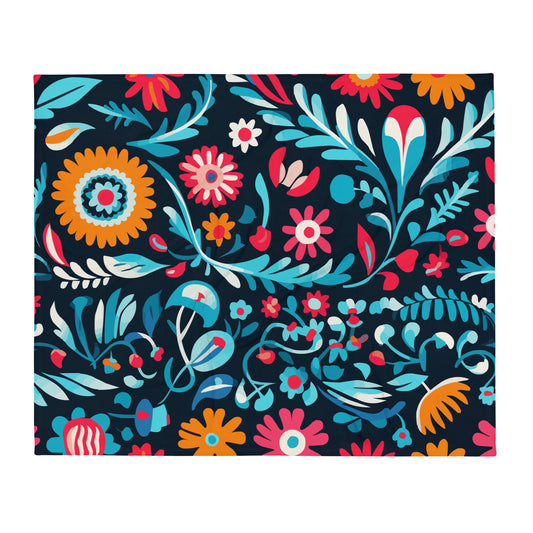 Mexican Floral Art Throw Blanket #22