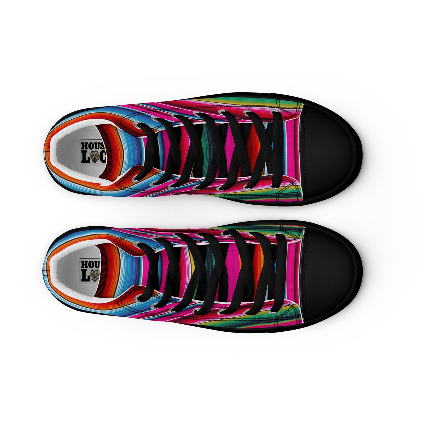 Shades of Pink Y Azul Serape Women’s high top canvas shoes