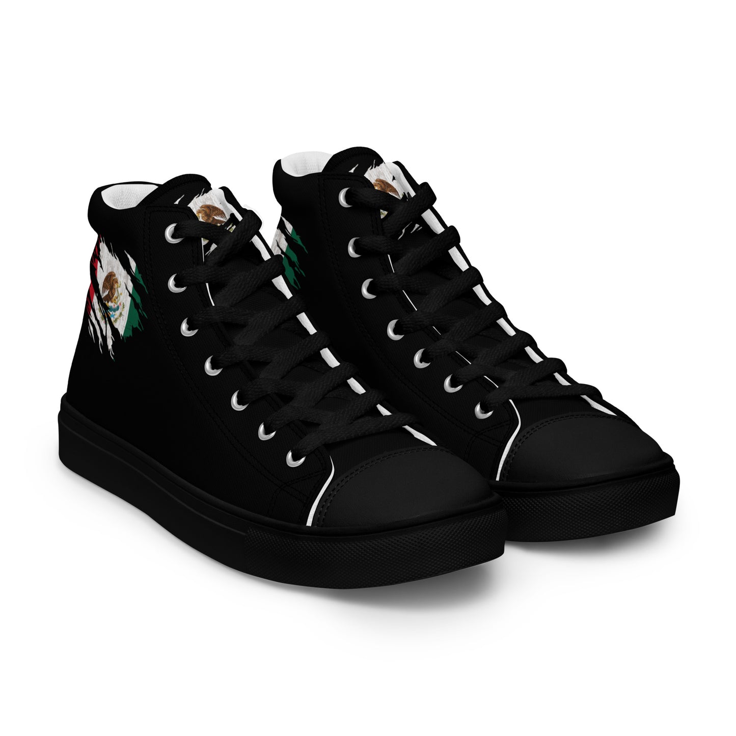 Mexican Flag Claw Mark Women’s high top canvas shoes