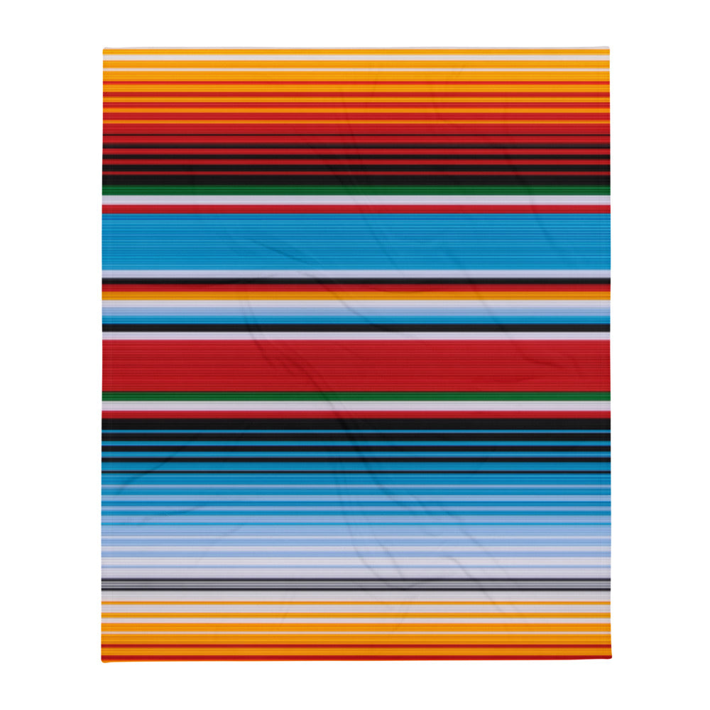 Mexican Serape Blue Throw Blanket