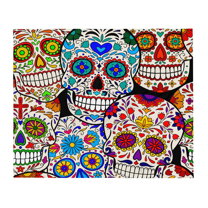 Sugar Skull Vibes Throw Blanket 50" x 60"