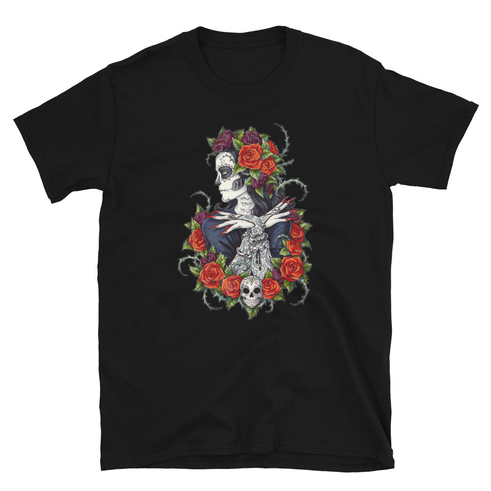 Rose Lady Dia De Los Muertos T-Shirt