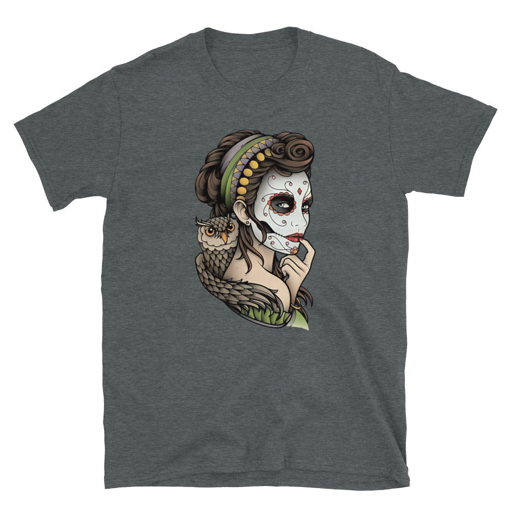 Owl Lady Dia De Los Muertos T-Shirt