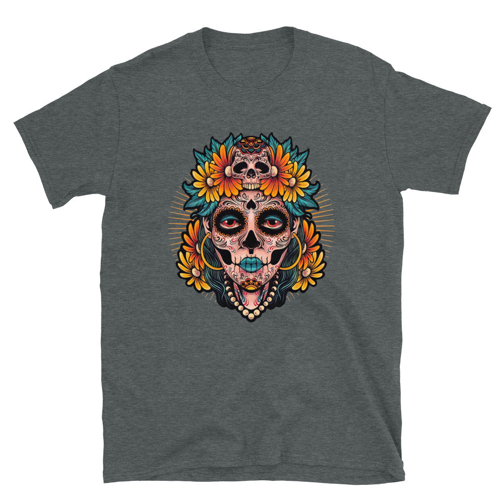 Sunflower Lady Dia De Los Muertos T-Shirt