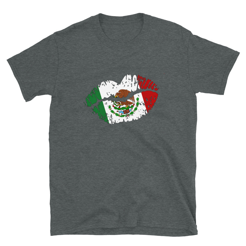 Mexico Flag on Kissing Lips T-Shirt