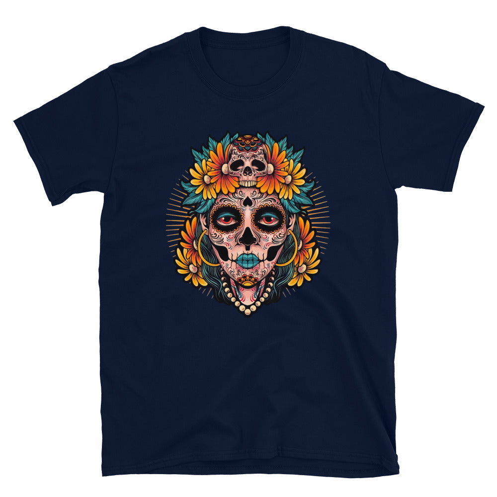 Sunflower Lady Dia De Los Muertos T-Shirt