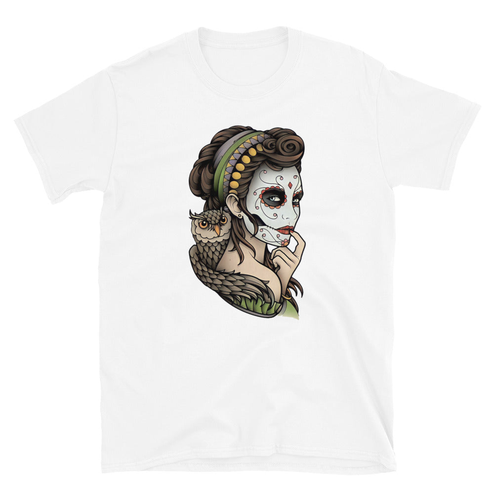 Owl Lady Dia De Los Muertos T-Shirt