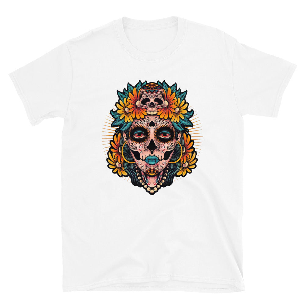 Sunflower Lady Dia De Los Muertos T-Shirt