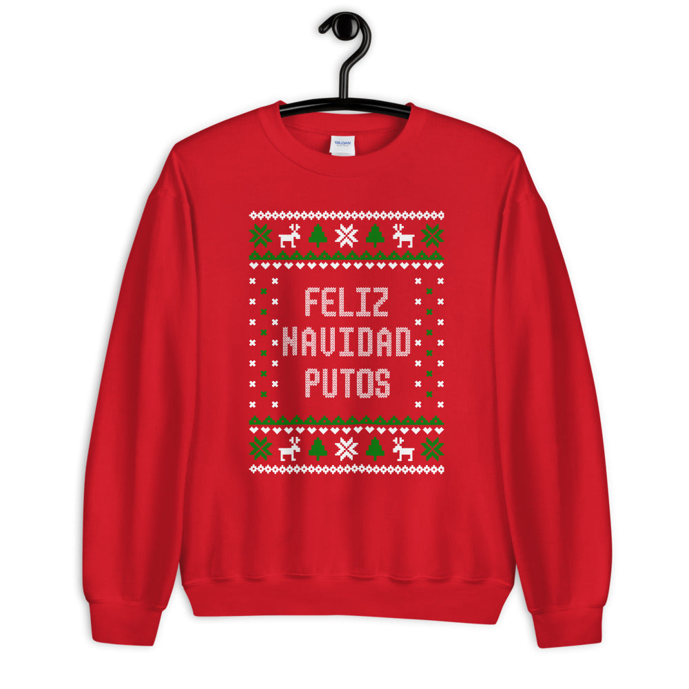 Feliz Navidad Putos Ugly Christmas Sweater Cotton Sweatshirt