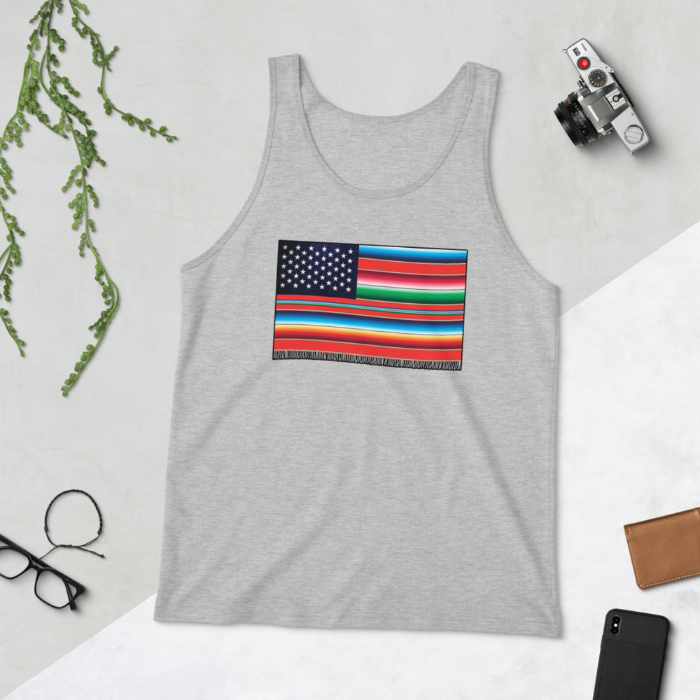 Cross Cultured Serape American Flag Unisex Tank Top