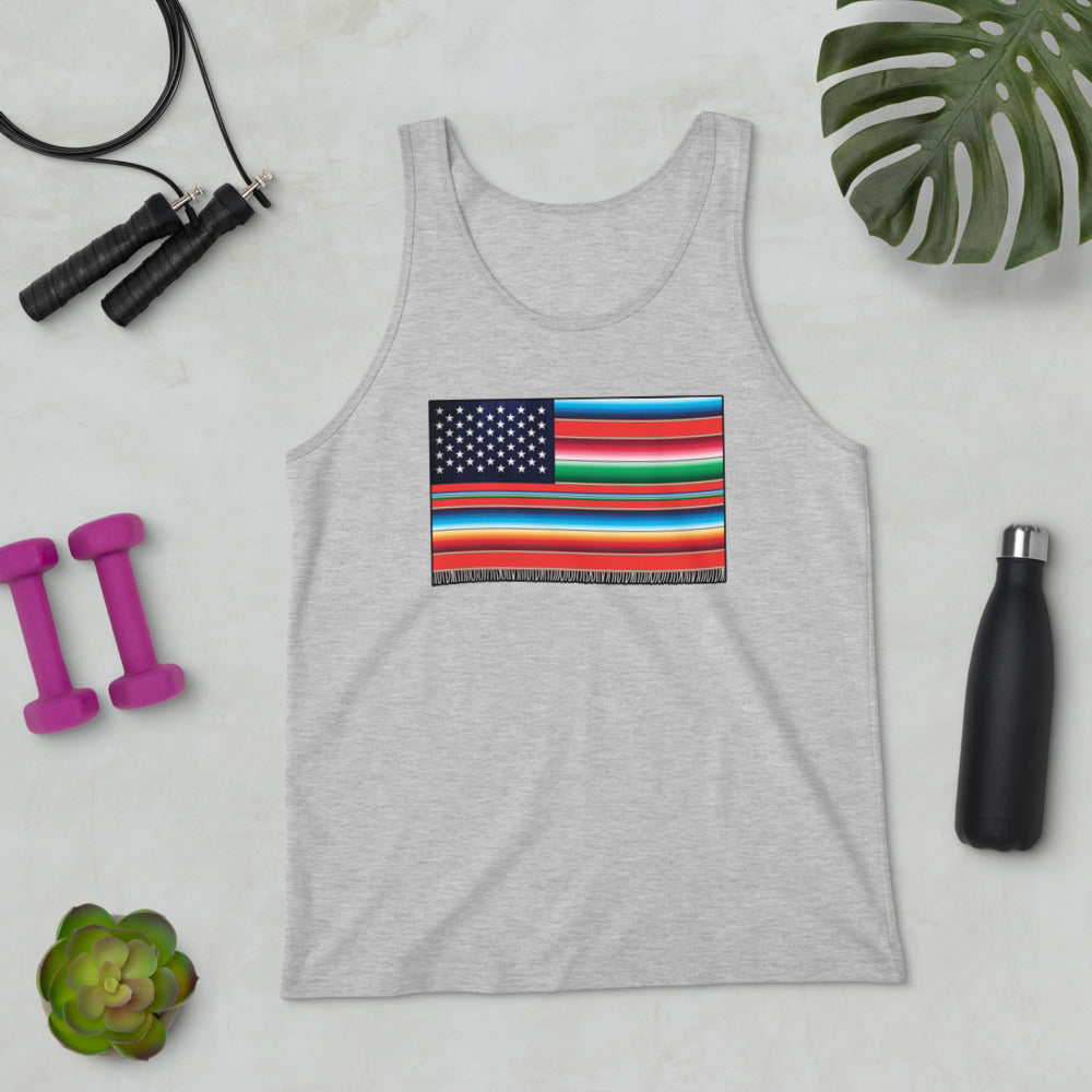 Cross Cultured Serape American Flag Unisex Tank Top