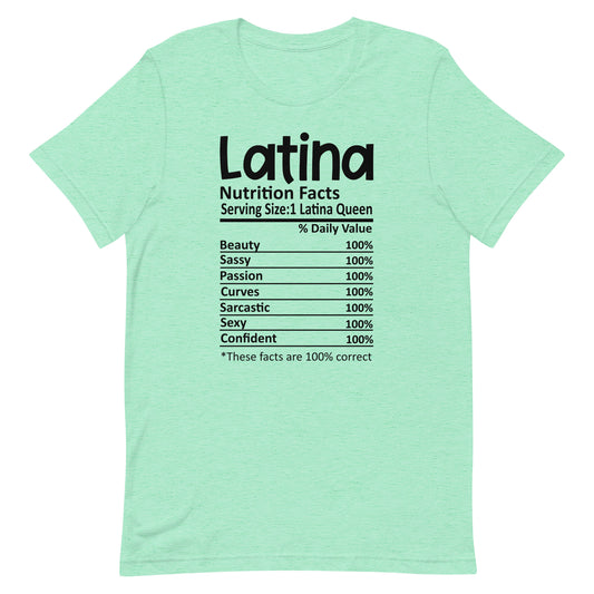 Latina Nutrition Facts T-Shirt Premium Quality