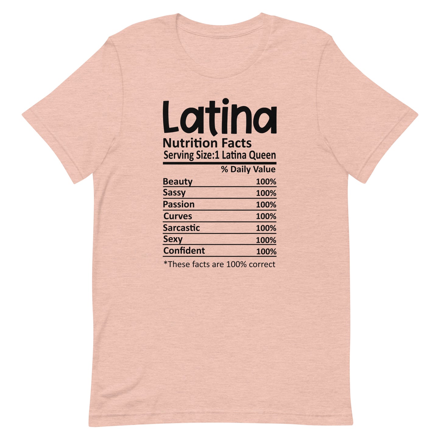 Latina Nutrition Facts T-Shirt Premium Quality